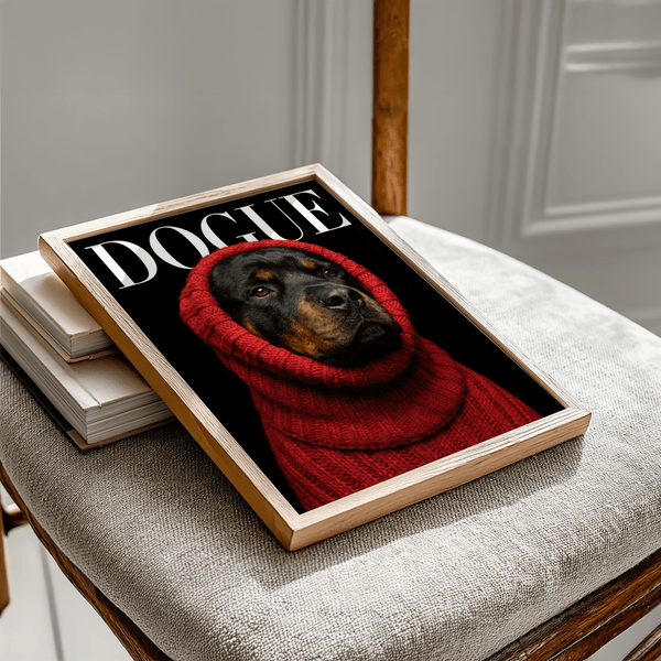 Stylish Rottweiler Art wall art in Red, ideal for pet lover’s room