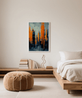 Contemporary Urban Art print using black and orange for contemporary offices