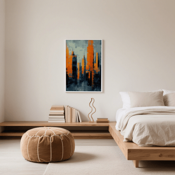 Contemporary Urban Art print using black and orange for contemporary offices