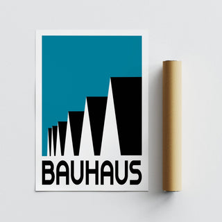 Abstract Bauhaus poster blue print for minimalist decor