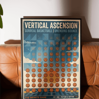 Top section of sports wall art print with the words "Vertical Ascension" and subtitle text