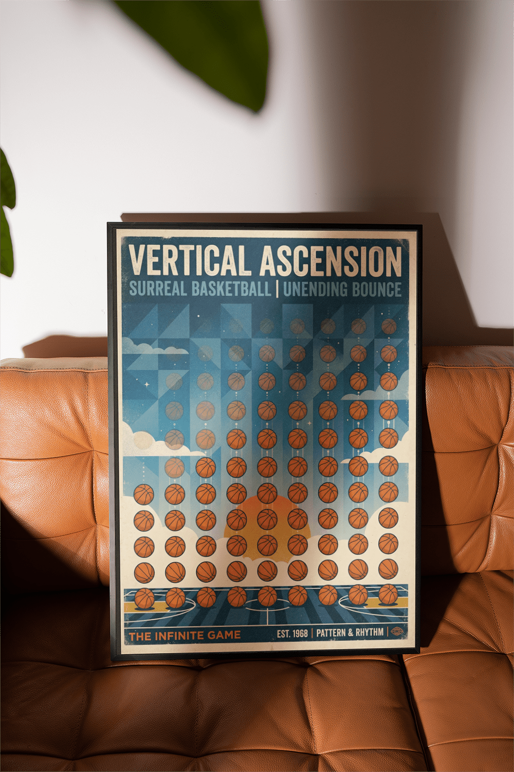 Top section of sports wall art print with the words "Vertical Ascension" and subtitle text