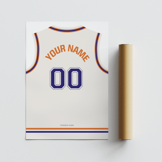 Highlighting Phoenix Suns Basketball Jersey Poster with YOUR NAME and bold outlined digits