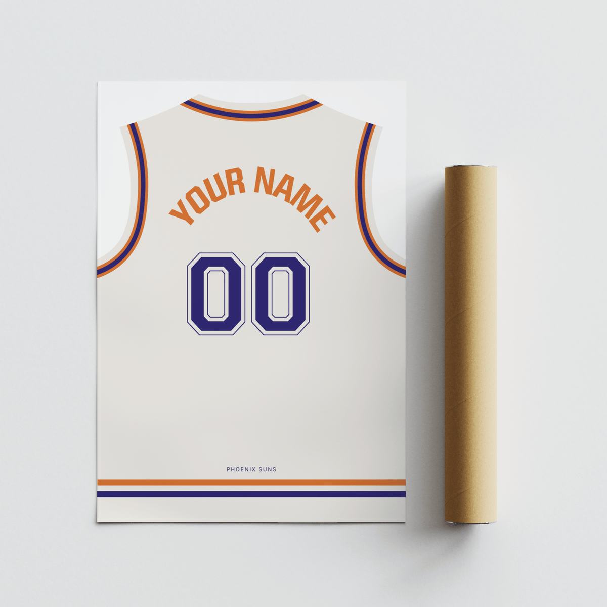 Highlighting Phoenix Suns Basketball Jersey Poster with YOUR NAME and bold outlined digits