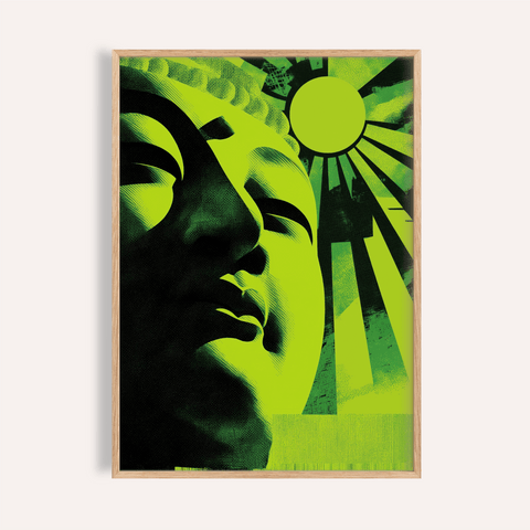 Modern Buddha Print green wall art for living room decor