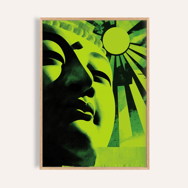 Modern Buddha Print green wall art for living room decor