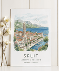 View of Split Dalmatia Art Print with terracotta rooftops and Adriatic shoreline