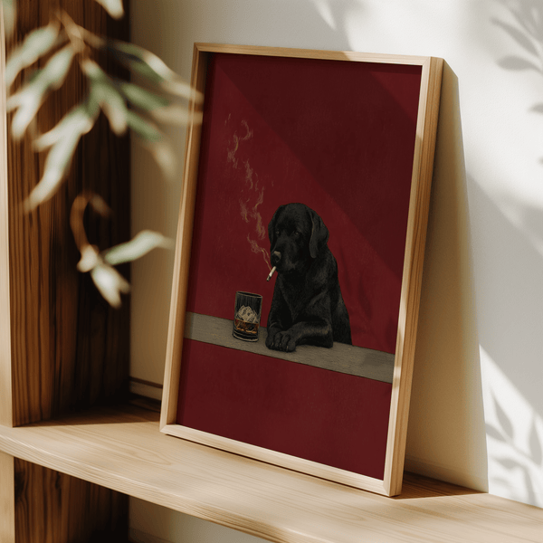 Contemporary Smoking Dog Wall Art poster for office walls