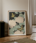 Butterfly Art Print with pastel flowers, hallway art print