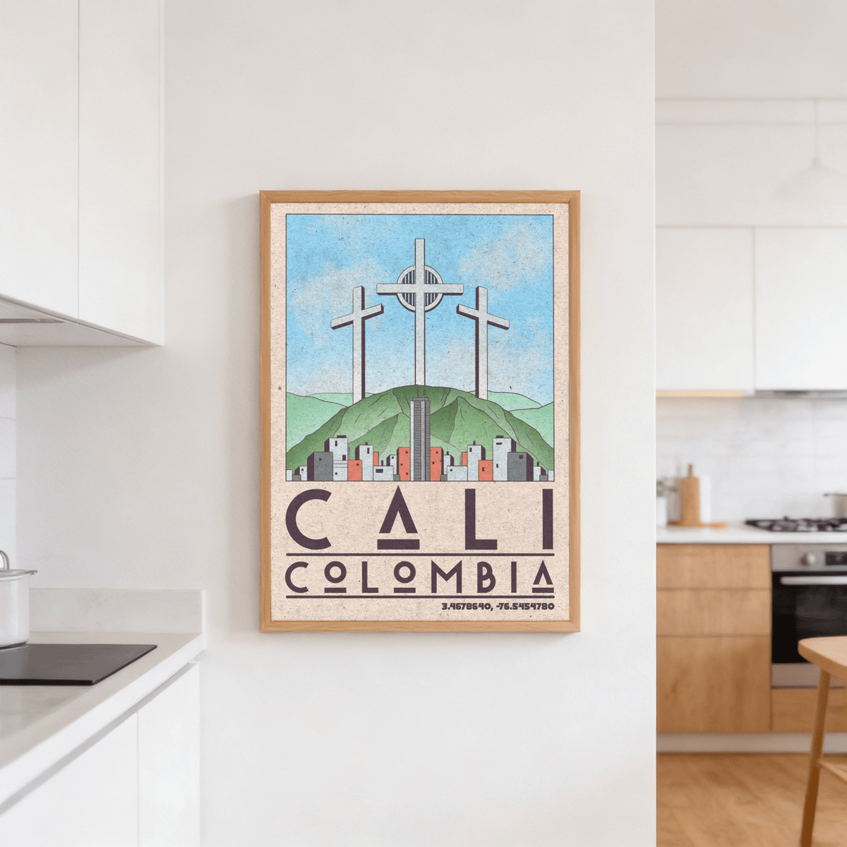 Flat lay of unframed destination print with vintage edges