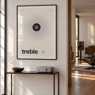 Swiss style treble print in a music room hallway