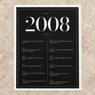 Close view of the elegant 2008 print with twelve monthly moments on matte paper