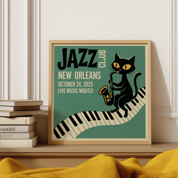 Jazz Club Art Print with bold colors for creative spaces wall art