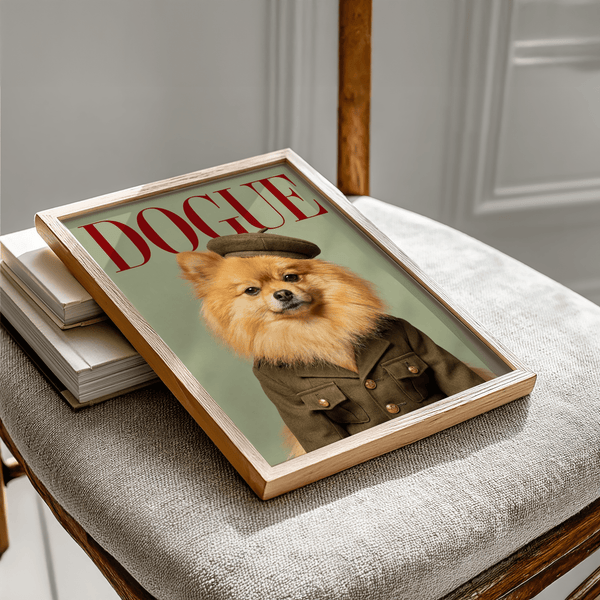 Pomeranian Soldier Art wall art with gold accents for stylish entryway