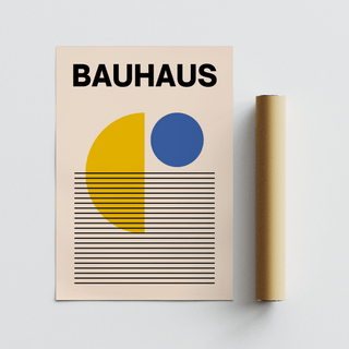 Geometric Lines Art print in Blue and Yellow tones for office decor