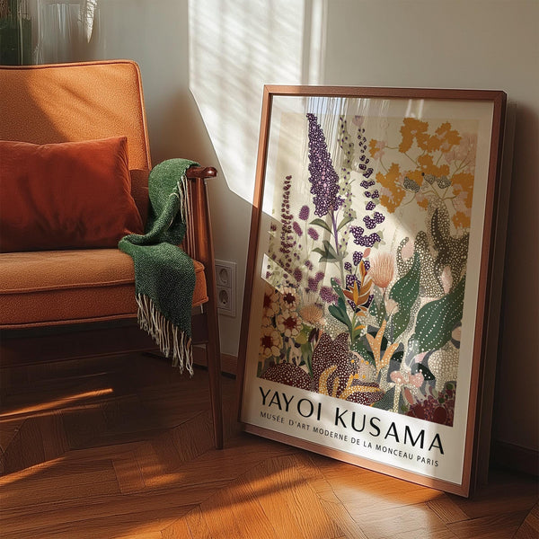 Graphic-style Nature Wall Poster with wildflower shapes and fine dot details.