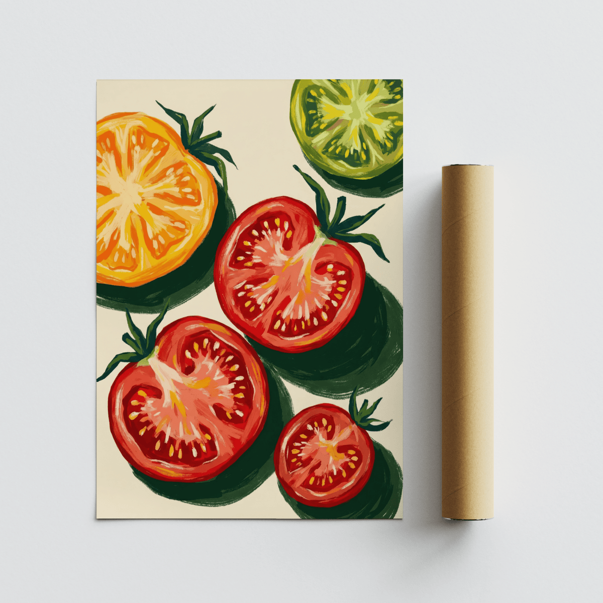 Italian Tomatoes Print in multicolored style, wall art for restaurant interiors