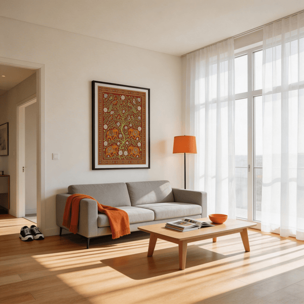 Gallery wall arrangement with Elephant Tree Wall Art paired with animal prints