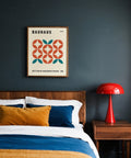 Graphic pattern of intersecting forms in modern geometric wall art.