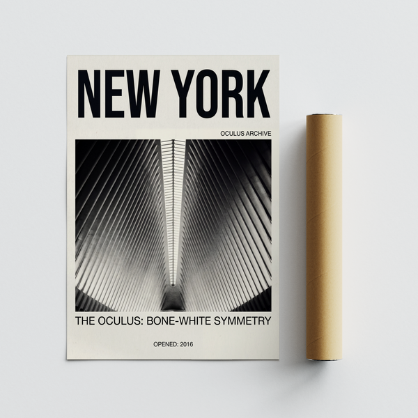 Bone White Architecture Print poster featuring central spine and repeating ribs