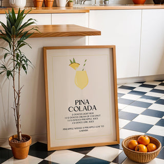 Minimalist Pina Colada illustration featured in wall pictures for kitchens
