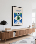 Eye Art Print shows blue, white, green hues for creative studio wall art