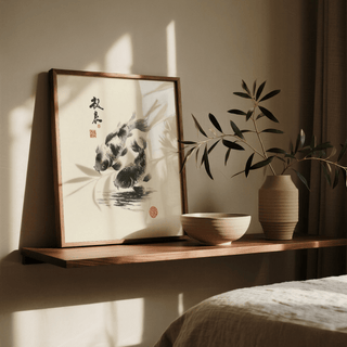 Koi Fish Print white for calming entryway art print