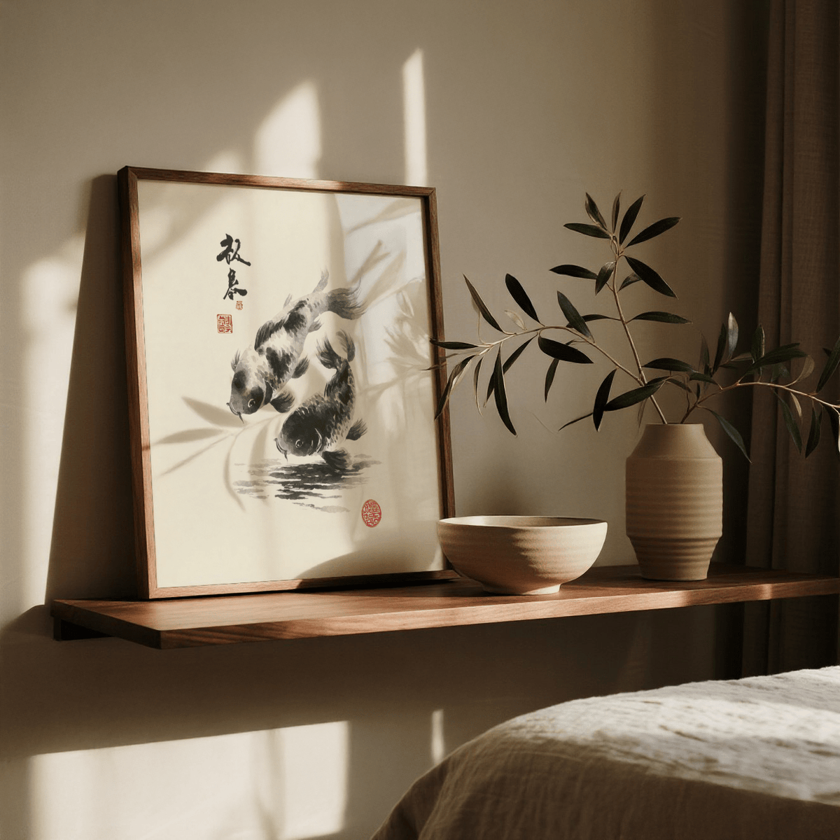 Koi Fish Print white for calming entryway art print