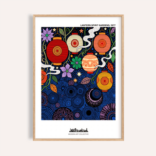 Featured Bohemian Lantern Poster wall art with hanging lanterns, flowers, and stars