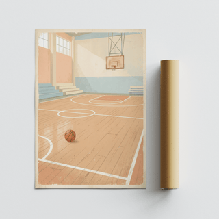 Minimal sports poster showing wide negative space and boundary lines