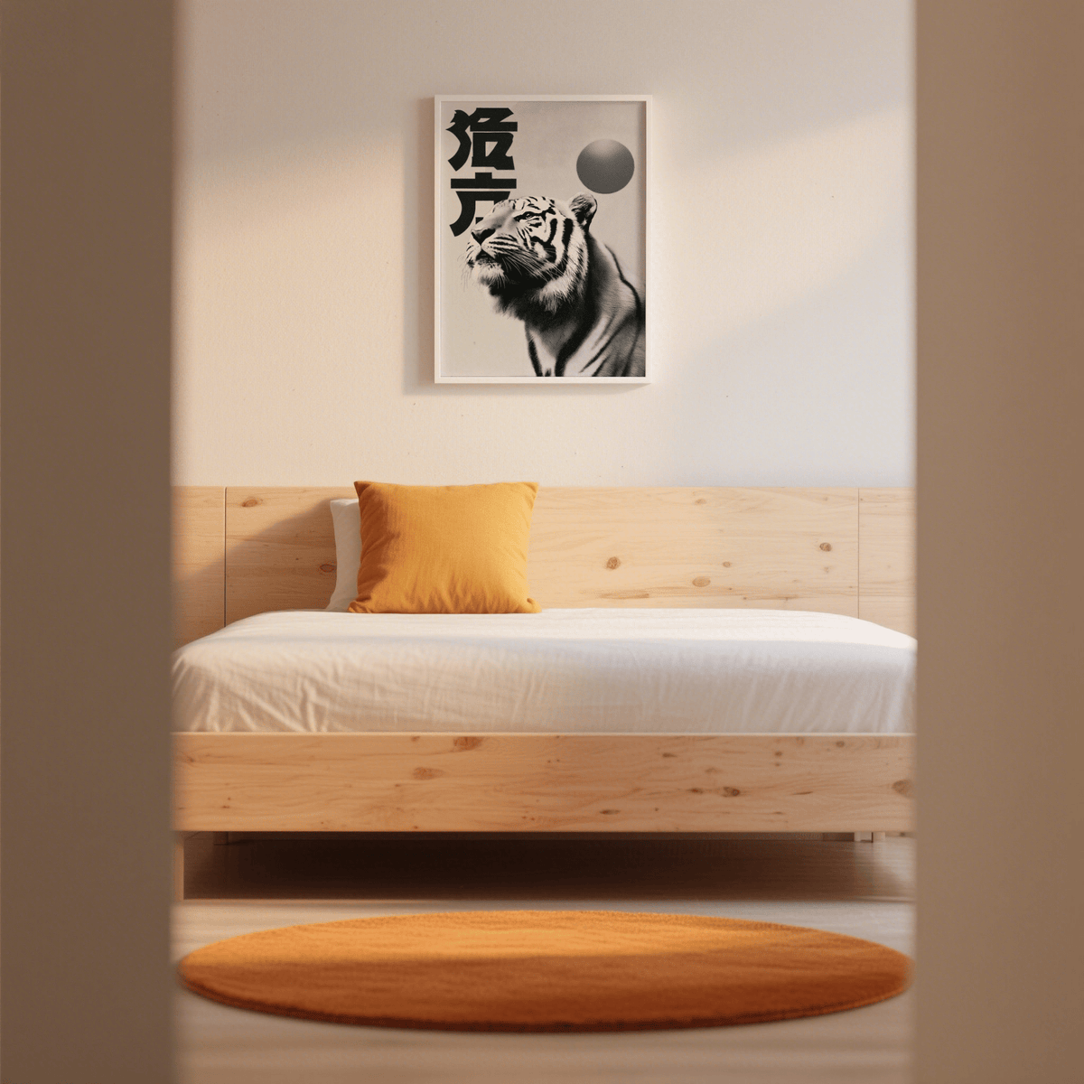 Black and White Tiger Print, black and white, study room art print