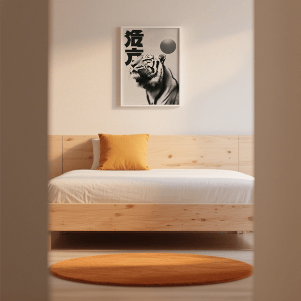 Black and White Tiger Print, black and white, study room art print