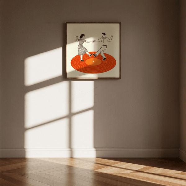 Orange Vintage Dance Art Print retro decor for creative spaces poster