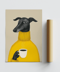 Illustrative Dog Wall Art in yellow for nursery wall art poster