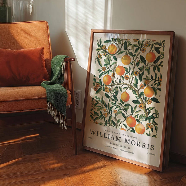 Orange tree branches in large vintage posters ideal for rustic kitchens