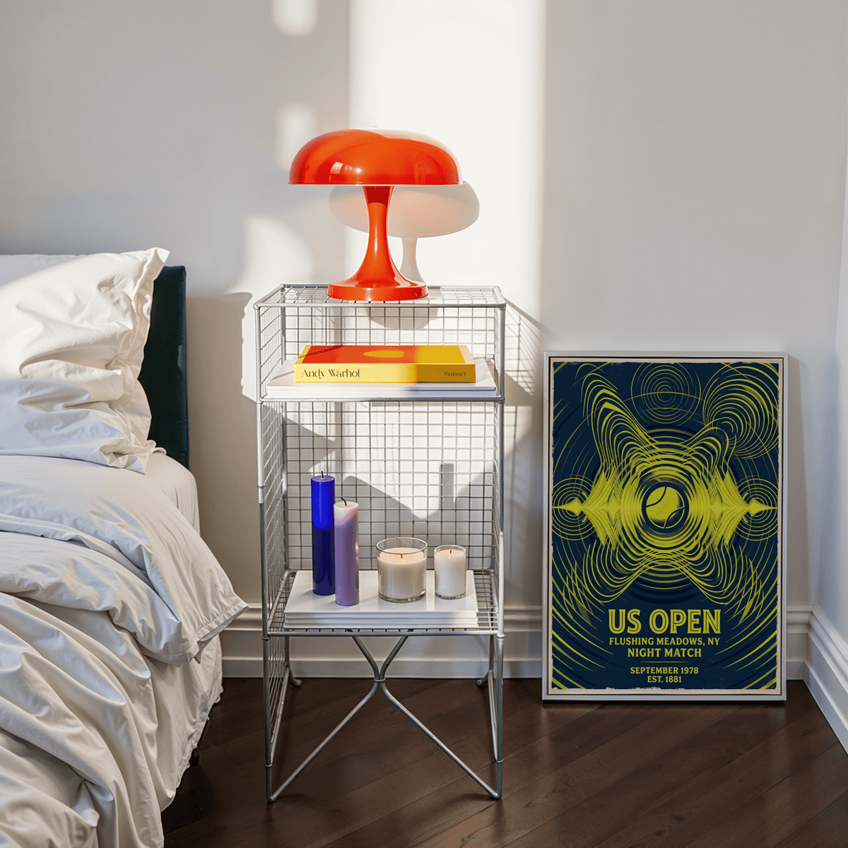 Dynamic linework Us Open Art Print featuring circular ripples, wave shapes, and US OPEN Flushing Meadows text