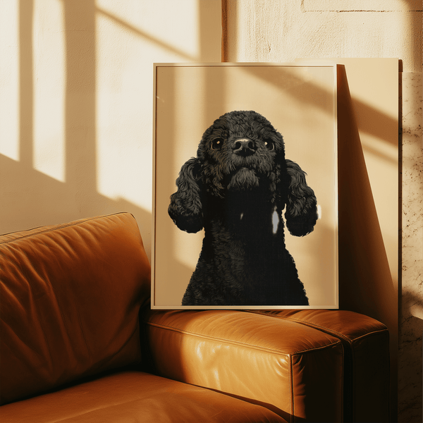 Black Poodle Wall Art in neutral colors for hallway, print