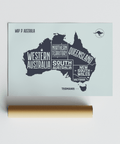Australia Map Print blue poster ideal for classroom wall art