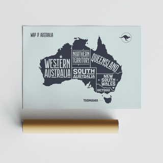 Australia Map Print blue poster ideal for classroom wall art