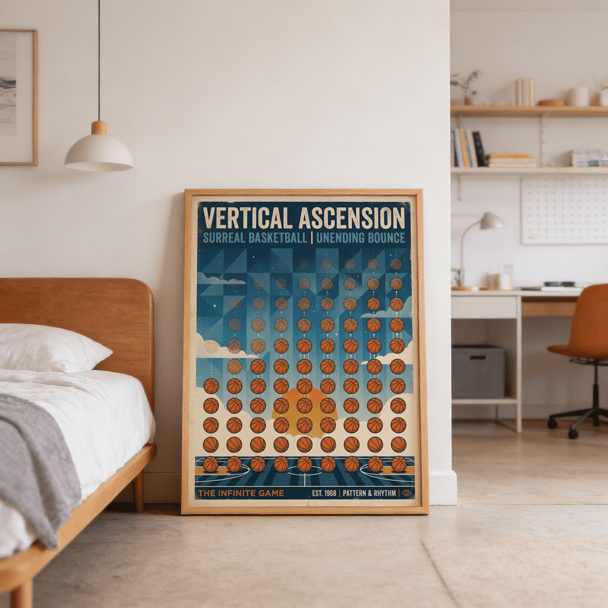 Textured border and worn paper look on vintage-style sports wall art poster