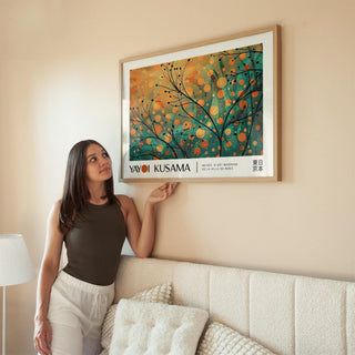 Autumn wall art print inspired by Yayoi Kusama’s style