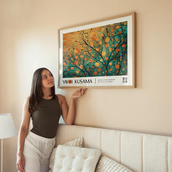 Autumn wall art print inspired by Yayoi Kusama’s style