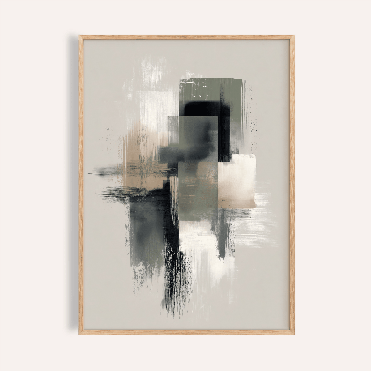 Neutral Wabi Sabi Wall Art in Green, Gold, Gray and Beige for living room print