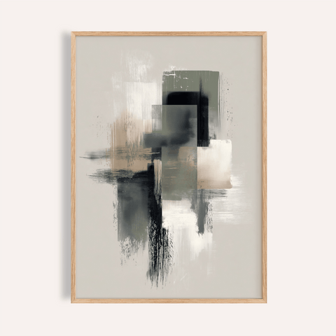 Neutral Wabi Sabi Wall Art in Green, Gold, Gray and Beige for living room print