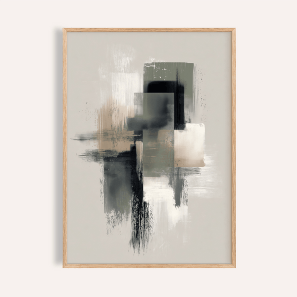 Neutral Wabi Sabi Wall Art in Green, Gold, Gray and Beige for living room print