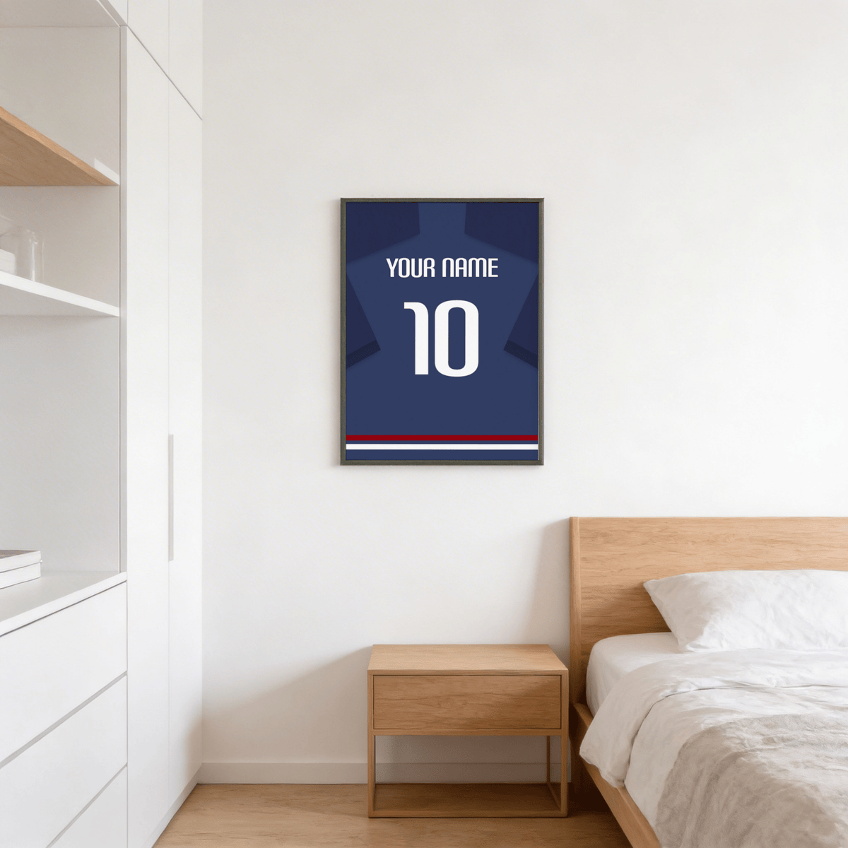 Close view of France Football Shirt Poster showing bold 10 and name line