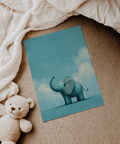 Whimsical wall art, Nursery Animal Poster blue elephant for baby room