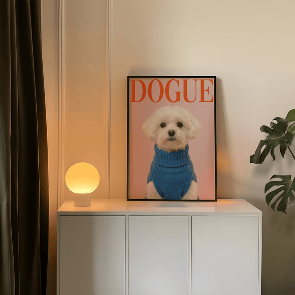 Soft Pink Maltese Dog Wall Art, perfect for kids’ room, colorful wall art print