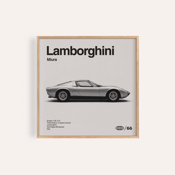Lamborghini Poster in Black and White for office wall art