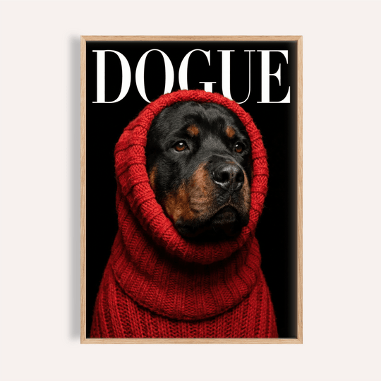 Rottweiler Art poster with Red, Black, and White for living room wall